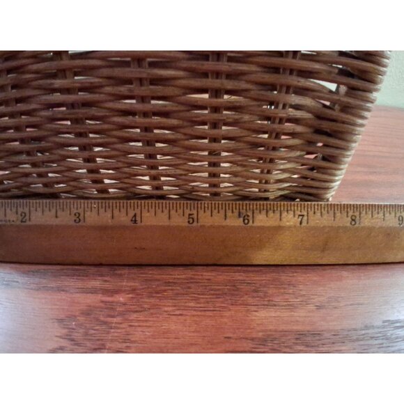 Vintage Natural Wicker Wine Rack Metal 9 Bottle Floor Counter Top Boho Rattan - Picture 7 of 8